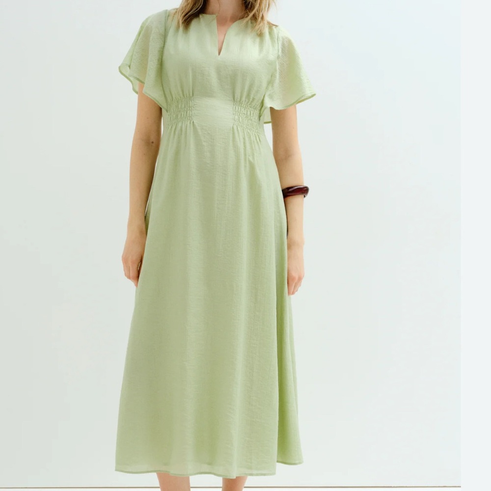 H&M Light Green Crinkled Dress Mama